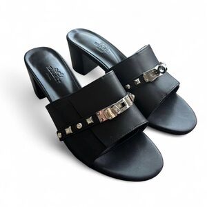 Hermés Gigi 50 Black Heel Mules (Retail $1675)